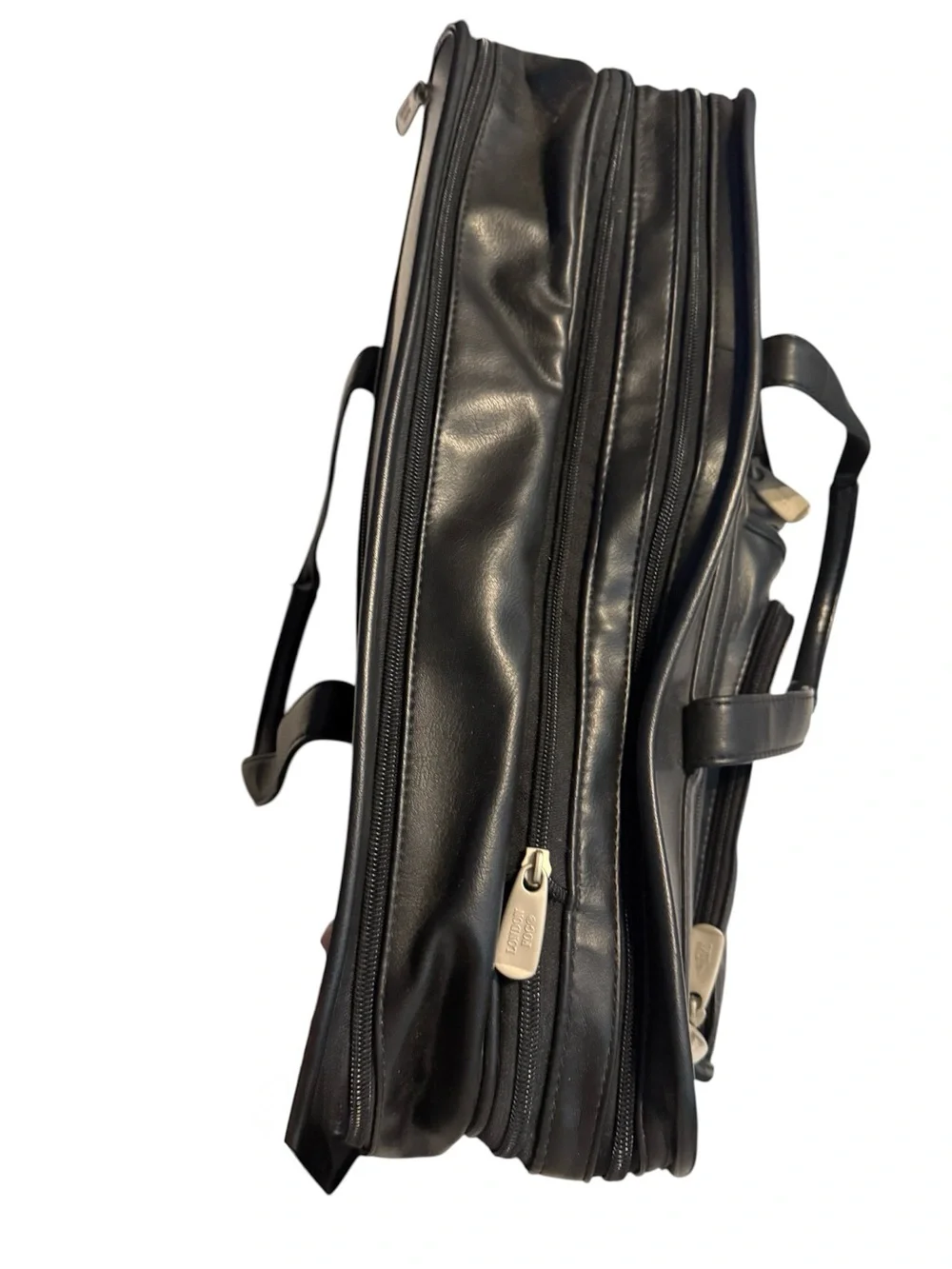 London Fog Black Expandable Laptop Briefcase Messenger Bag Travel Organizer